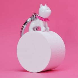 Metalmorphose | White & Pink Bulldog Keyring
