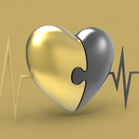 Metalmorphose | 2 Piece Grey & Gold Heart Puzzle Keyring