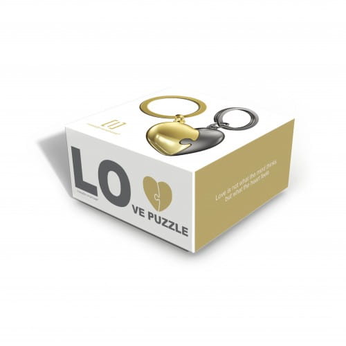 Metalmorphose | 2 Piece Grey & Gold Heart Puzzle Keyring