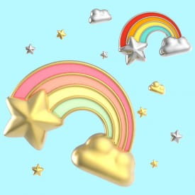 Metalmorphose | Bright Rainbow with Cloud & Star Keyring