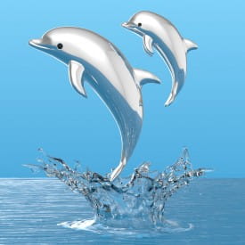 Metalmorphose | Silver Dolphin & Baby Keyring