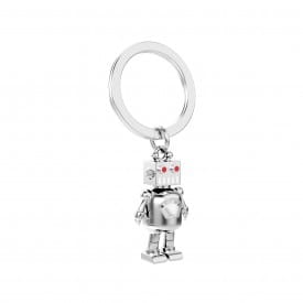 Metalmorphose | Silver Robot with Red Eyes Keyring