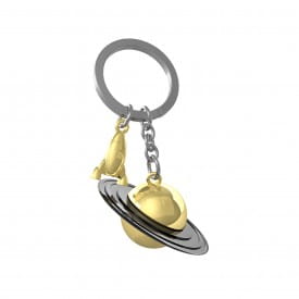 Metalmorphose | Grey & Gold Spinning Saturn Planet Keyring