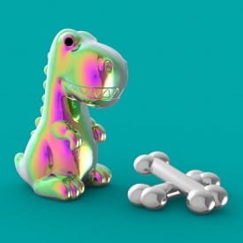 Metalmorphose | Oil Slick Dinosaur & Bone Keyring